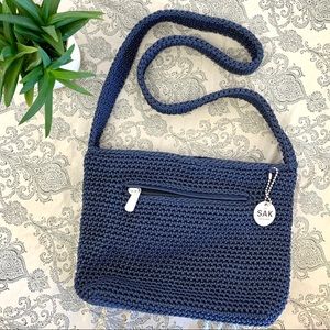 The Sak crocheted Blue small shoulder bag vintage